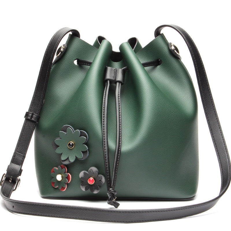 Rerto Style Floral Patchwork Bucket Shoulder Handbag Vintage Soft Designer Genuine Leather Crossbody Bag - I'LL TAKE THIS