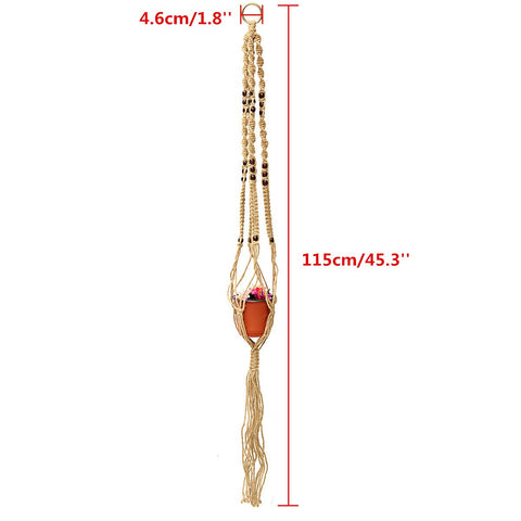Image of Gorgeous Handmade Macrame Plant Hanger Pot Holder 4 Leg Jute Rope Brown 40' - I'LL TAKE THIS