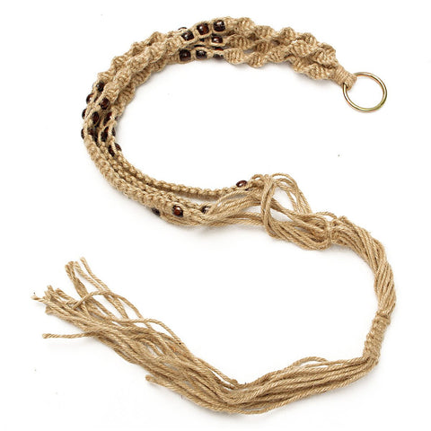 Image of Gorgeous Handmade Macrame Plant Hanger Pot Holder 4 Leg Jute Rope Brown 40' - I'LL TAKE THIS