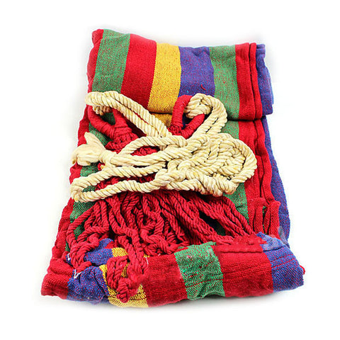 Image of Portable Hammock Swing Canvas Striped Rainbow with Hang Bed - 185*80cm (72*31 Inches) - I'LL TAKE THIS