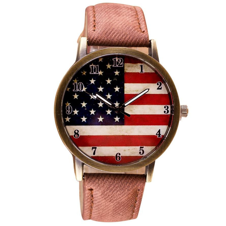 ⌚ American Flag Retro Quartz Watches Unisex Vintage Leather Band - I'LL TAKE THIS