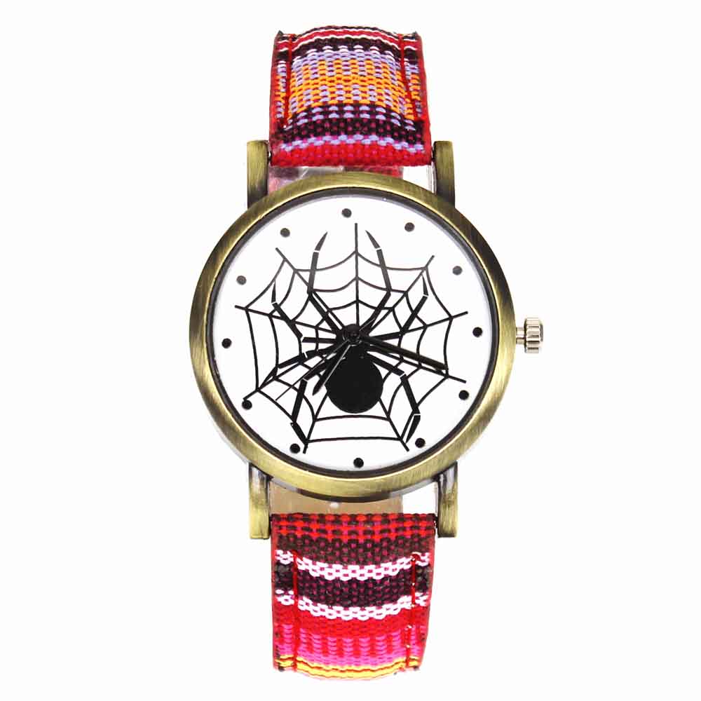 Scary Black Spider Web Insect Design Women's Watches Camouflage Canvas Belt Watchband, Quartz - I'LL TAKE THIS