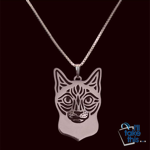 Image of Siamese Cat Pendant in Gold, Silver or Rose Gold with FREE Link chain - I'LL TAKE THIS