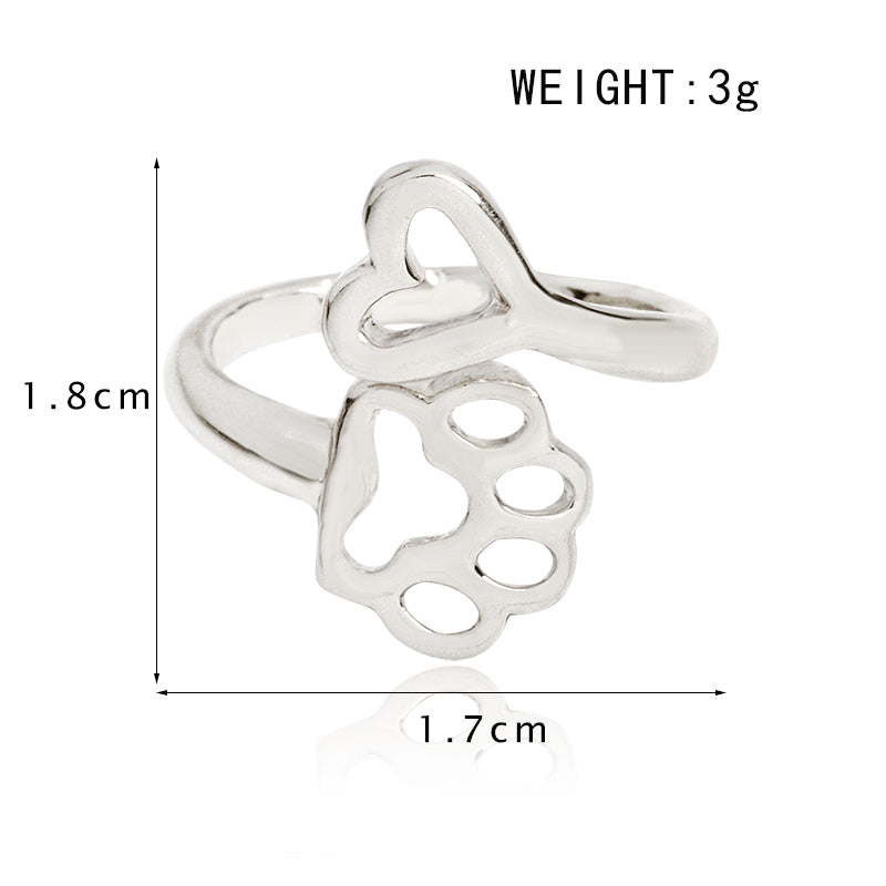Dog / Cat Paw Footprint and Heart Rings, Your choice of Gold or Silver - I'LL TAKE THIS