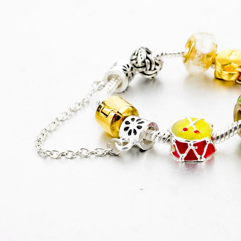 Crystal Flower Multi colored Charm Bracelet Platinum Plated Silver Bracelet, Bangles Jewelry - I'LL TAKE THIS