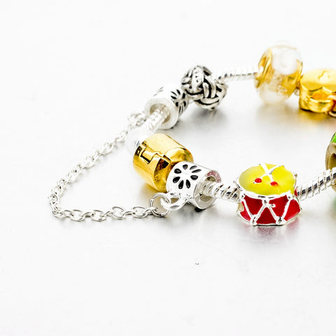 Image of Crystal Flower Multi colored Charm Bracelet Platinum Plated Silver Bracelet, Bangles Jewelry - I'LL TAKE THIS