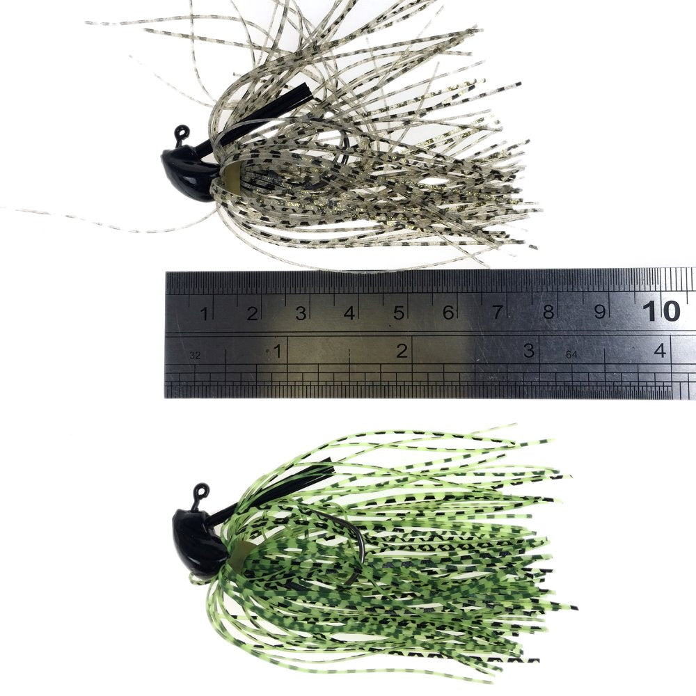 BIG BASS Fishing Jigs Mix Color Rubber Skirt Lure in a 10 PACK with Swim Buzz Metal Lead Jig Heads - I'LL TAKE THIS