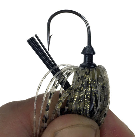 Image of BIG BASS Fishing Jigs Mix Color Rubber Skirt Lure in a 10 PACK with Swim Buzz Metal Lead Jig Heads - I'LL TAKE THIS