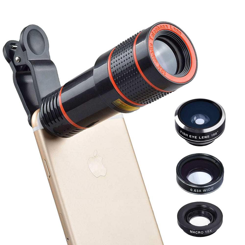 Smartphone 12X Zoom Telescope + 3 in 1 - Fisheye Wide Angel Macro Lens in Kit form - I'LL TAKE THIS