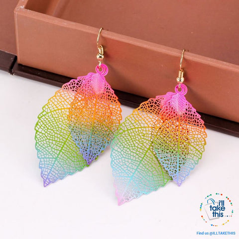 Image of Vintage Style Double Leaves Dangling Earrings with Six color options ๐ - I'LL TAKE THIS