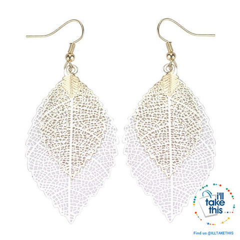 Image of Vintage Style Double Leaves Dangling Earrings with Six color options ๐ - I'LL TAKE THIS
