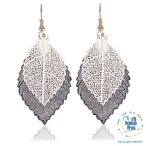 Image of Vintage Style Double Leaves Dangling Earrings with Six color options ๐ - I'LL TAKE THIS