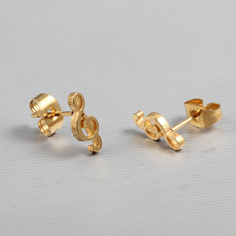 Image of Cute Treble Clef music stud earrings Petite Gold plated stainless steel - I'LL TAKE THIS