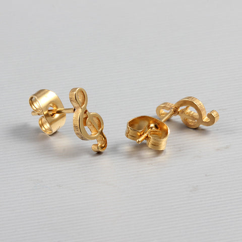 Image of Cute Treble Clef music stud earrings Petite Gold plated stainless steel - I'LL TAKE THIS