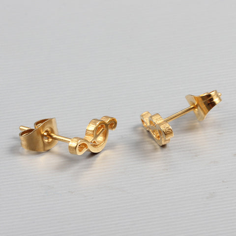 Image of Cute Treble Clef music stud earrings Petite Gold plated stainless steel - I'LL TAKE THIS