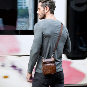 Man Bag in Genuine Leather - Small Messenger Bag with Shoulder Strap/Cross-body - 5 Colors