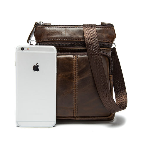 Image of Man Bag in Genuine Leather - Small Messenger Bag with Shoulder Strap/Cross-body - 5 Colors - I'LL TAKE THIS