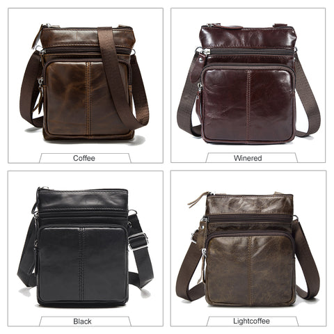 Image of Man Bag in Genuine Leather - Small Messenger Bag with Shoulder Strap/Cross-body - 5 Colors - I'LL TAKE THIS