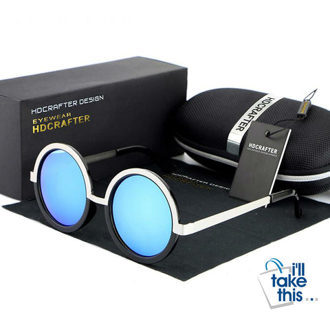 Image of Gothic Steampunk Mens Sunglasses Coating Mirrored Sunglasses Round Circle Sun glasses Retro Vintage - I'LL TAKE THIS