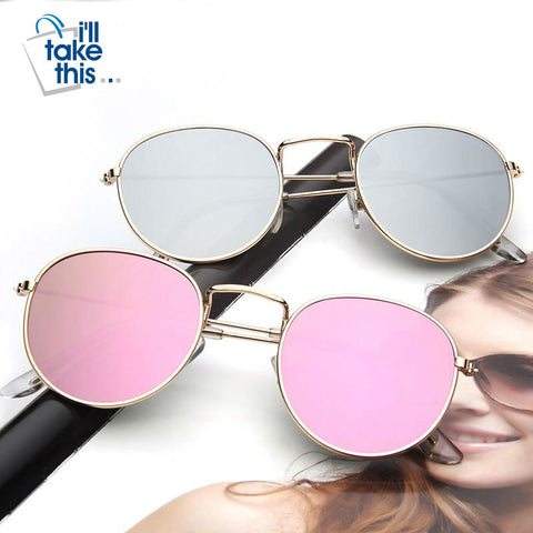 Image of Designer Round Sunglasses Women or Mens Vintage Retro Mirror Glasses - Lots of colors to choose from - I'LL TAKE THIS