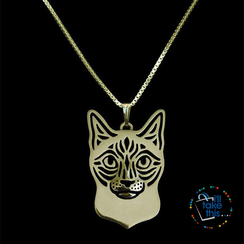 Siamese Cat Pendant in Gold, Silver or Rose Gold with FREE Link chain - I'LL TAKE THIS