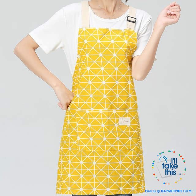 Eco-friendly Cotton Linen Aprons with 2 deep pockets, 7 Designs - I'LL TAKE THIS