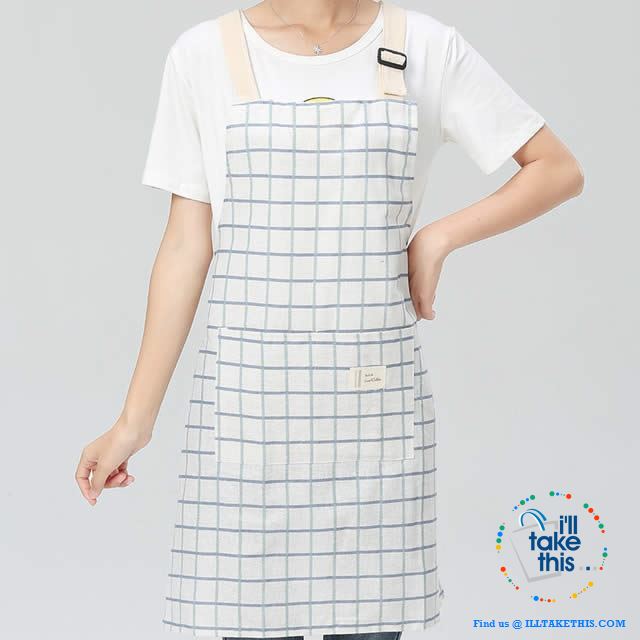 Eco-friendly Cotton Linen Aprons with 2 deep pockets, 7 Designs - I'LL TAKE THIS