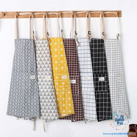 Image of Eco-friendly Cotton Linen Aprons with 2 deep pockets, 7 Designs - I'LL TAKE THIS
