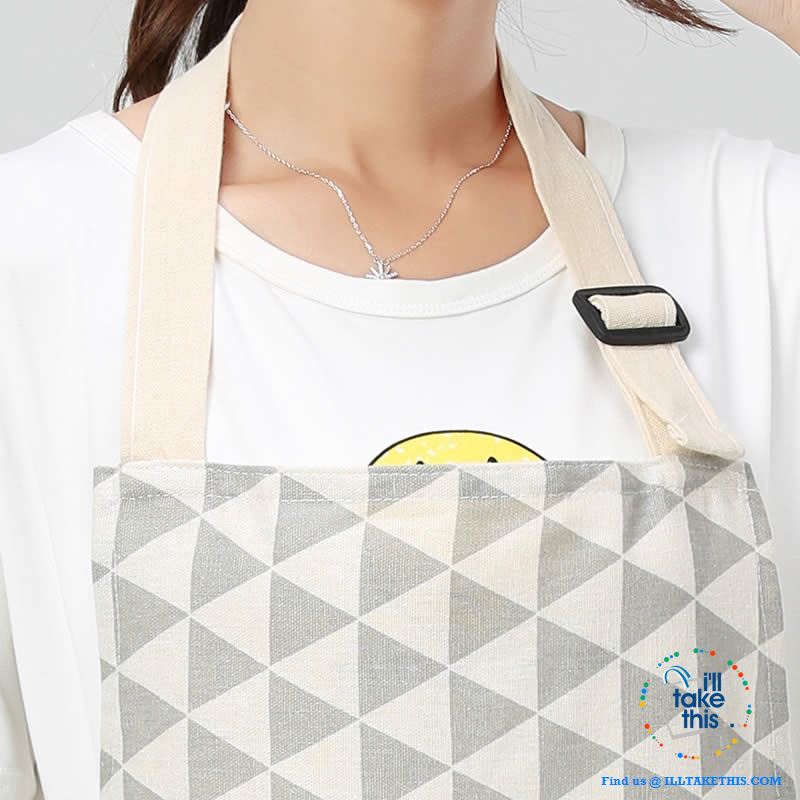 Eco-friendly Cotton Linen Aprons with 2 deep pockets, 7 Designs - I'LL TAKE THIS