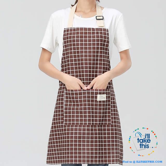 Eco-friendly Cotton Linen Aprons with 2 deep pockets, 7 Designs - I'LL TAKE THIS