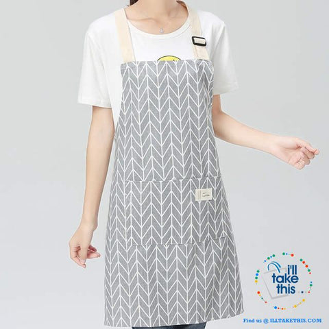 Image of Eco-friendly Cotton Linen Aprons with 2 deep pockets, 7 Designs - I'LL TAKE THIS