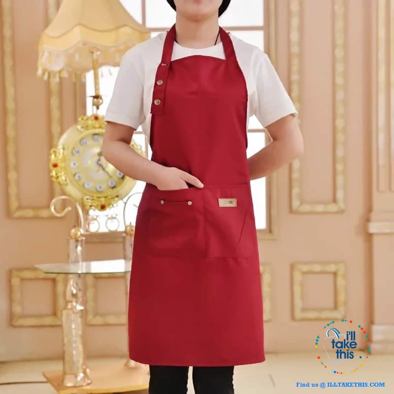 100% Cotton Cooking Apron Full width pocket plus a front docket/utensil pouch - 4 Colors - I'LL TAKE THIS