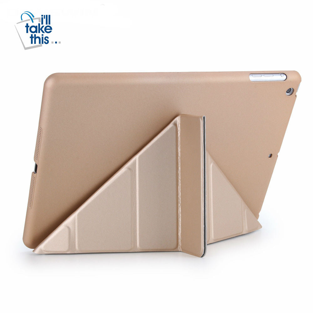 iPad 9.7 2017/18 Magnetic flip stand case, smart cover, auto wake/sleep solid back in Vegan leather - I'LL TAKE THIS