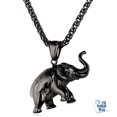Image of Elephant π Pendant in Gold, Black or Stainless Steel Colors - Unisex with BONUS Link Chain Free - I'LL TAKE THIS
