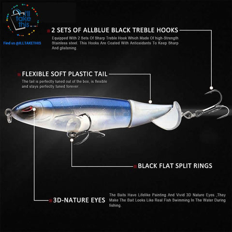 Image of Bigass Bass Whopper Popper 9cm/11cm/13cm Topwater Fishing Lure - Soft Rotating Tail - I'LL TAKE THIS