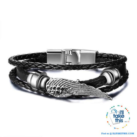 Image of Black Multilayered Leather Wristband Punk Design Bracelets Unisex, Variuos Designs, Hamsa Hand ++ - I'LL TAKE THIS