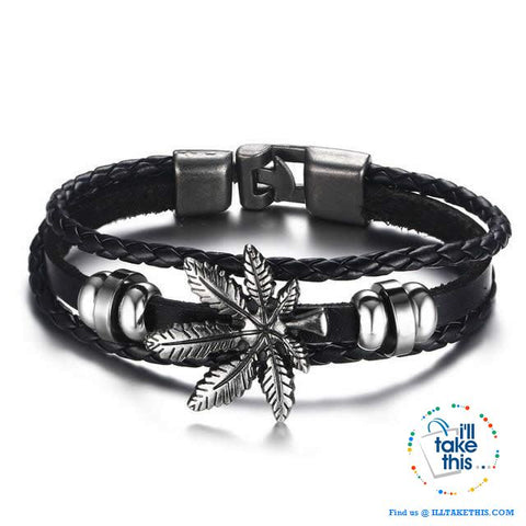 Image of Black Multilayered Leather Wristband Punk Design Bracelets Unisex, Variuos Designs, Hamsa Hand ++ - I'LL TAKE THIS