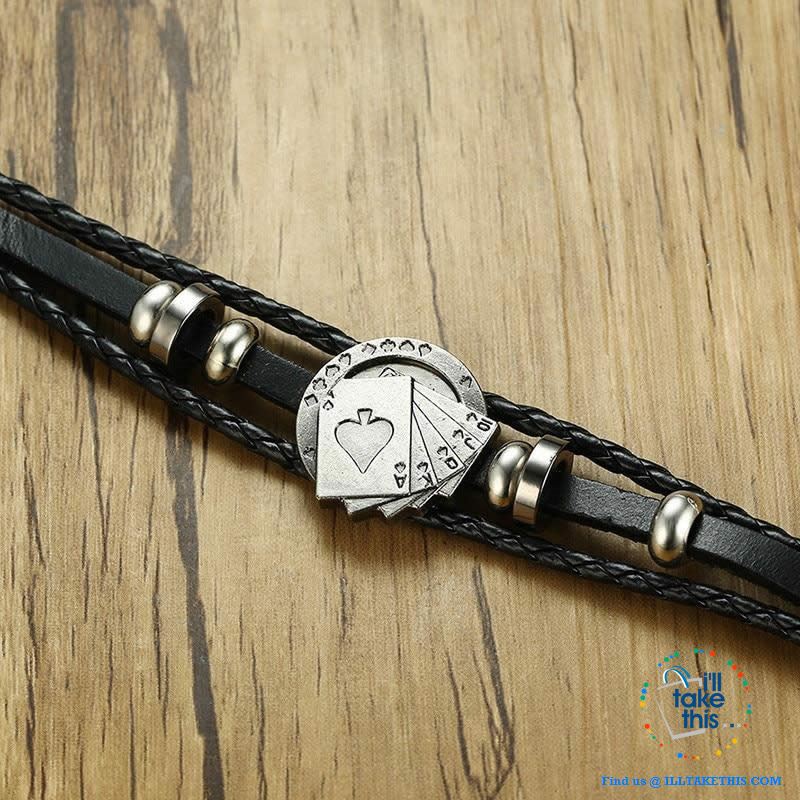 Black Multilayered Leather Wristband Punk Design Bracelets Unisex, Variuos Designs, Hamsa Hand ++ - I'LL TAKE THIS
