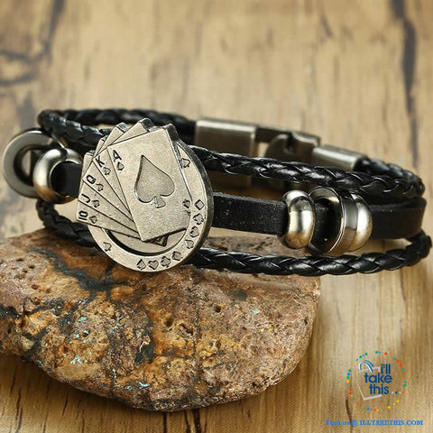 Image of Black Multilayered Leather Wristband Punk Design Bracelets Unisex, Variuos Designs, Hamsa Hand ++ - I'LL TAKE THIS