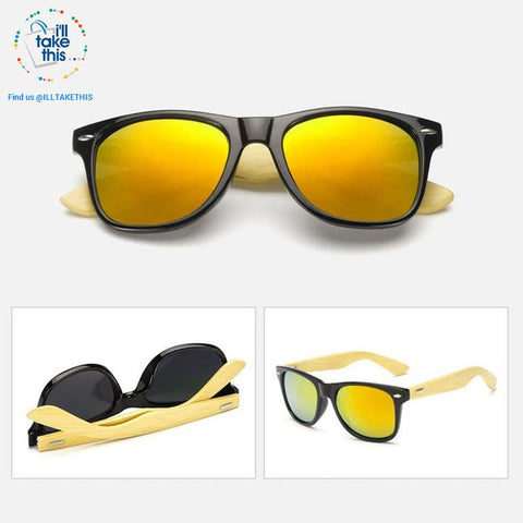 Image of Wooden Vintage Wayfarer Retro Sunglasses 20 Colors - UV 400 UVA/UB Protection Mirrored Polycarb Lens - I'LL TAKE THIS