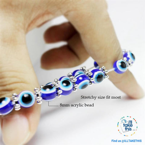 Image of Handmade elasticized Hamsa/Hand of Fatima, evil eye bracelets blue evil eye good Luck bracelet - I'LL TAKE THIS