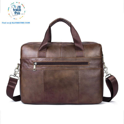 Image of Large 14" Briefcase wrapped in Genuine Leather, Ideal male fashion Crossbody Bag - Black or Coffee - I'LL TAKE THIS