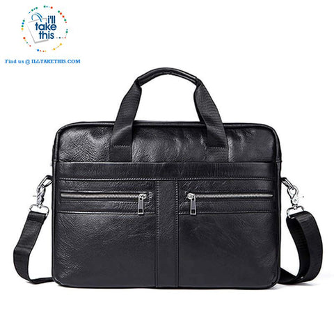Image of Large 14" Briefcase wrapped in Genuine Leather, Ideal male fashion Crossbody Bag - Black or Coffee - I'LL TAKE THIS