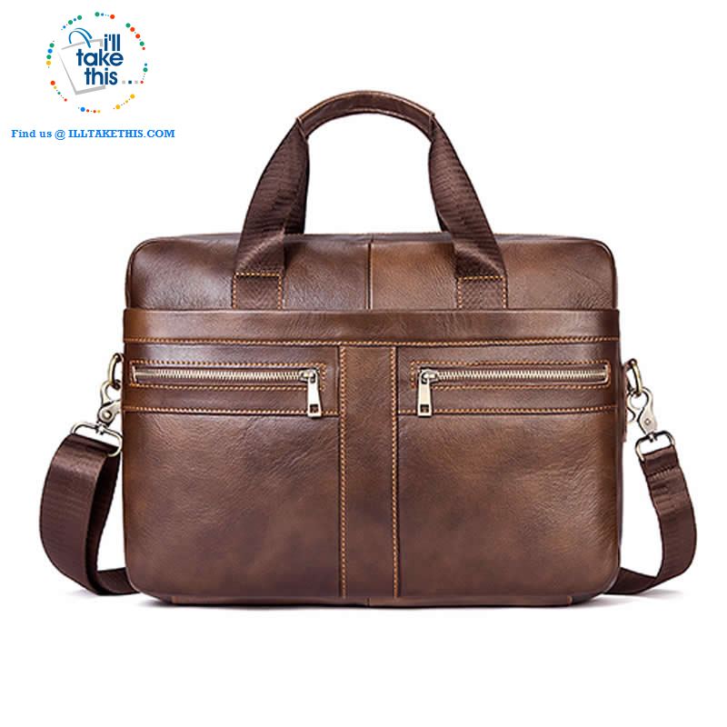 Large 14" Briefcase wrapped in Genuine Leather, Ideal male fashion Crossbody Bag - Black or Coffee - I'LL TAKE THIS