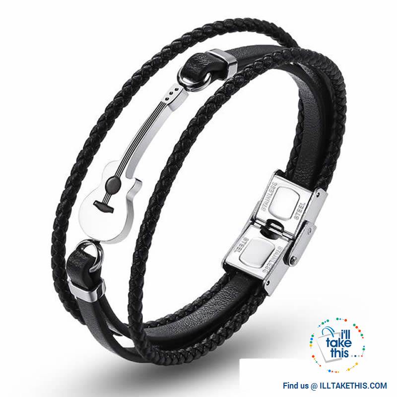 Stainless Steel Guitar or Treble Clef Bracelets/Rope Bangle - Suits all! - I'LL TAKE THIS