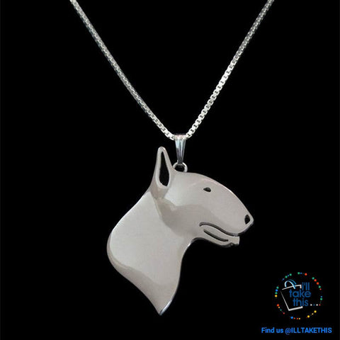 Image of Bull Terrier Pendant with Bonus 45cm/17.7' Link chain, in Gold, Rose Gold or Silver Plating - I'LL TAKE THIS