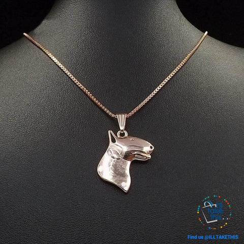 Image of Bull Terrier Pendant with Bonus 45cm/17.7' Link chain, in Gold, Rose Gold or Silver Plating - I'LL TAKE THIS
