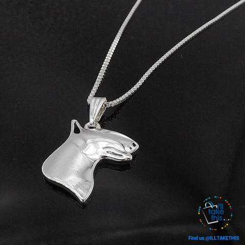 Image of Bull Terrier Pendant with Bonus 45cm/17.7' Link chain, in Gold, Rose Gold or Silver Plating - I'LL TAKE THIS