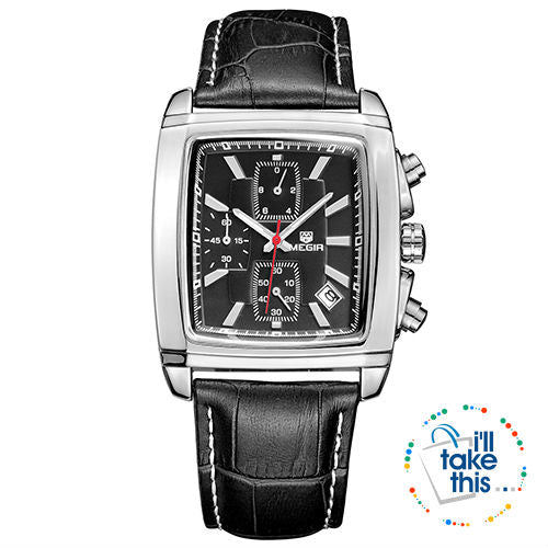 Men's Genuine Leather Luxury Quartz Dress Wristwatch - White or Black - I'LL TAKE THIS
