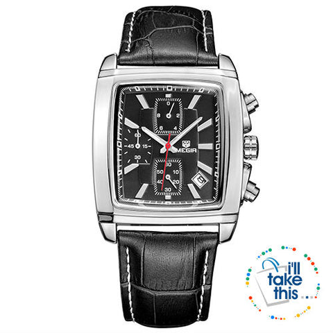 Image of Men's Genuine Leather Luxury Quartz Dress Wristwatch - White or Black - I'LL TAKE THIS
